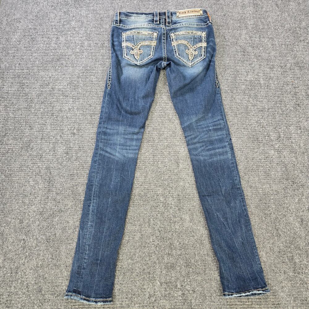 Rock Revival Jeans Womens 26x32 Blue Sherry Mid Rise Skinny Distressed